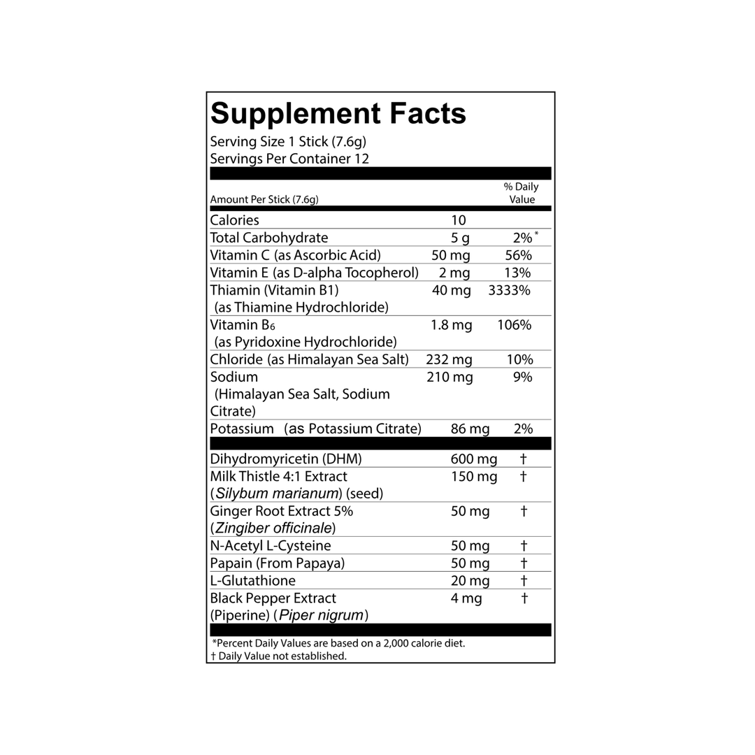 Supplement facts label with detailed nutritional information on a white background