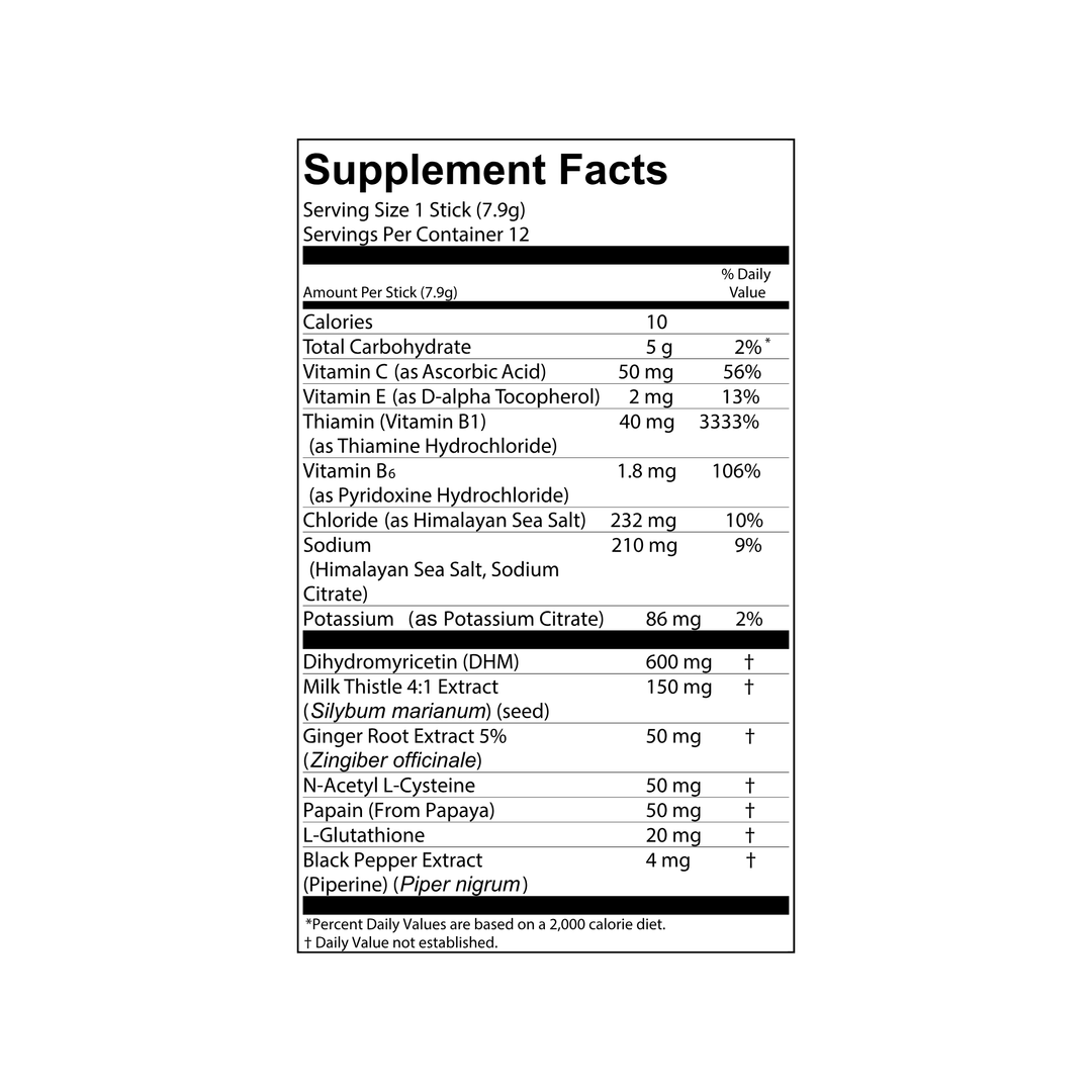 Supplement facts label with detailed nutritional information on a white background